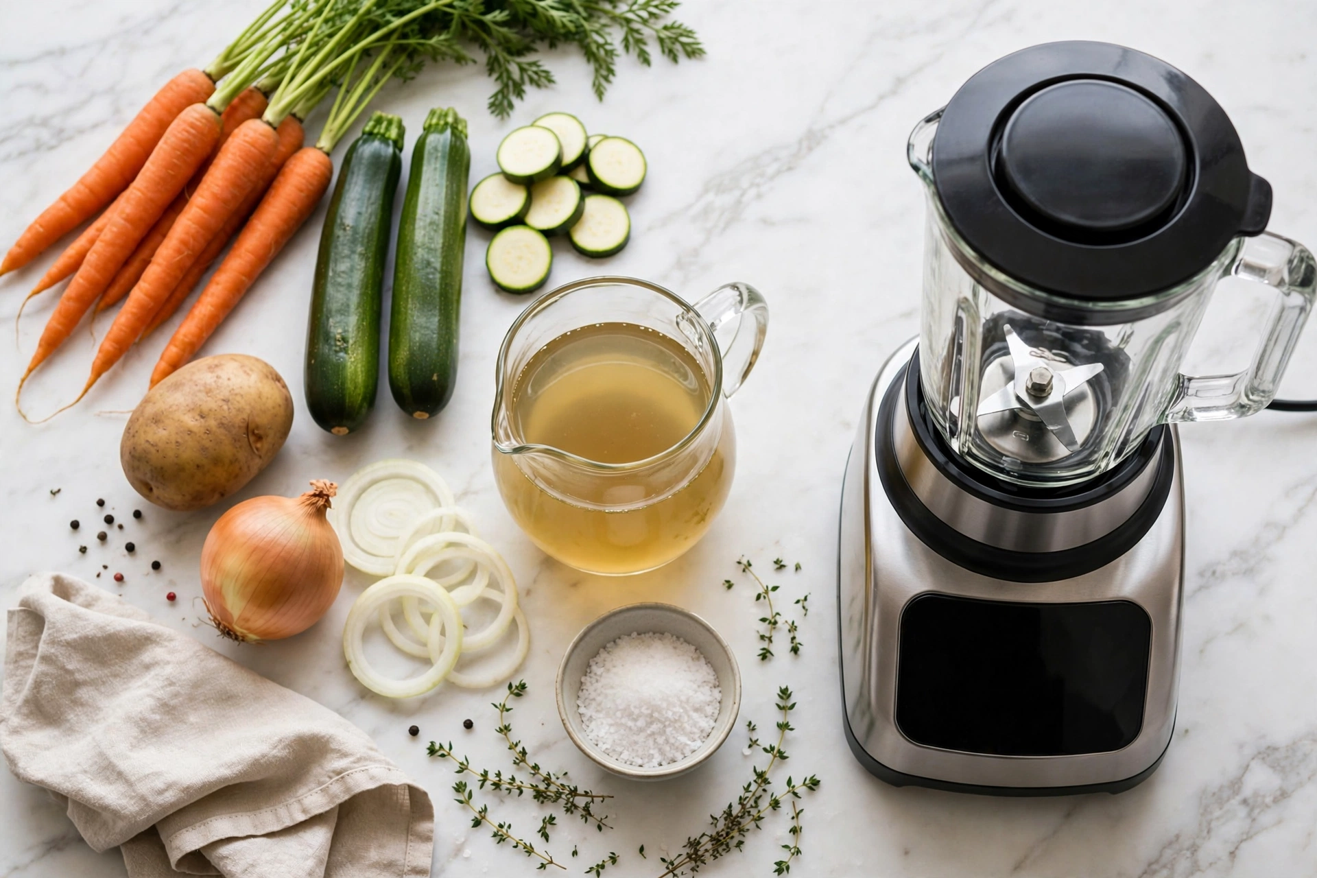Ingrédients de la recette de soupe au blender chauffant