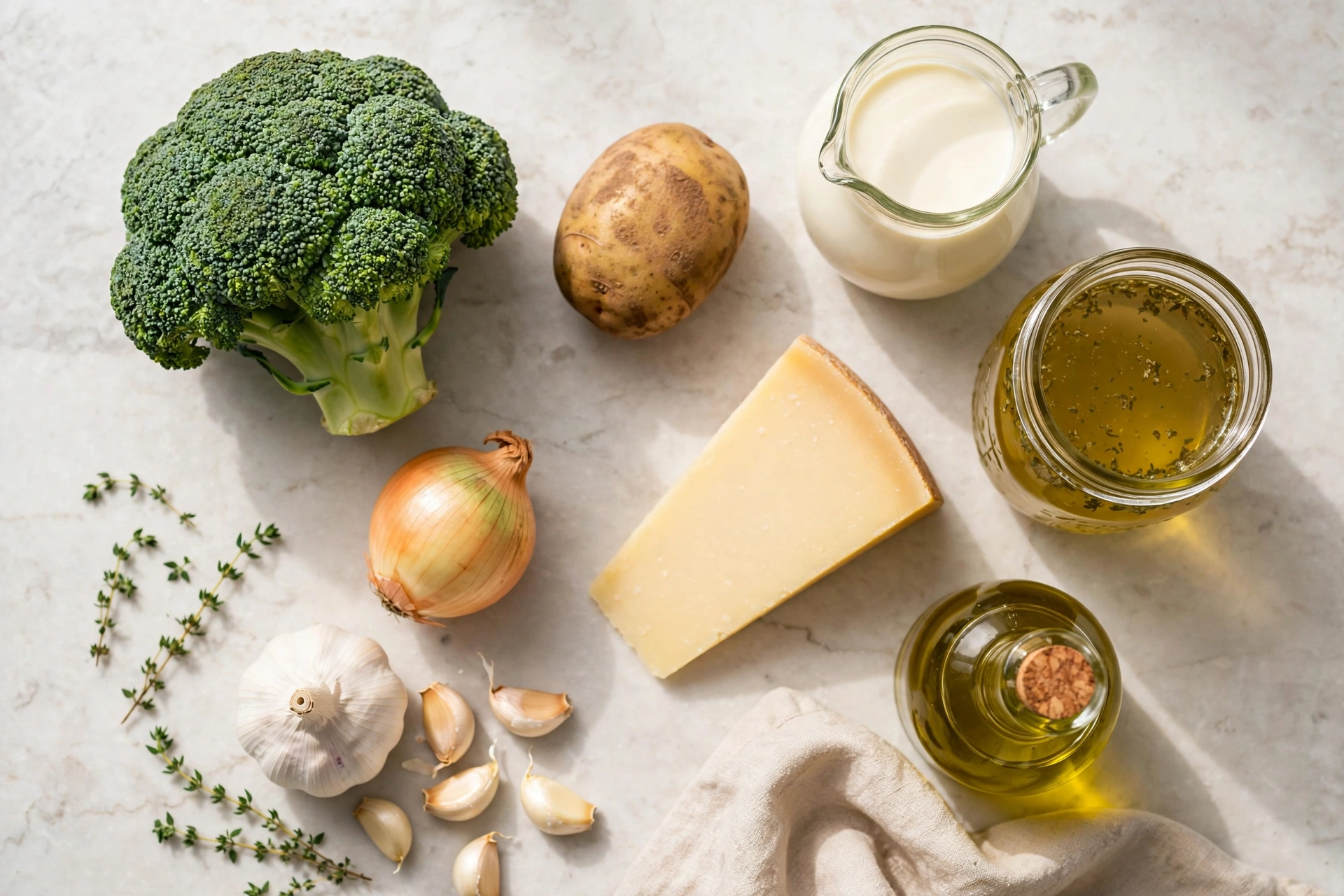 Ingrédients de la recette de soupe brocoli vitaminée