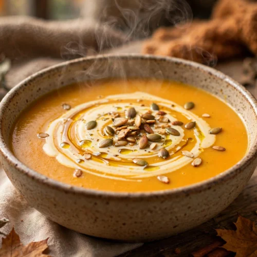 Velouté de la recette soupe butternut au Thermomix servi en bol