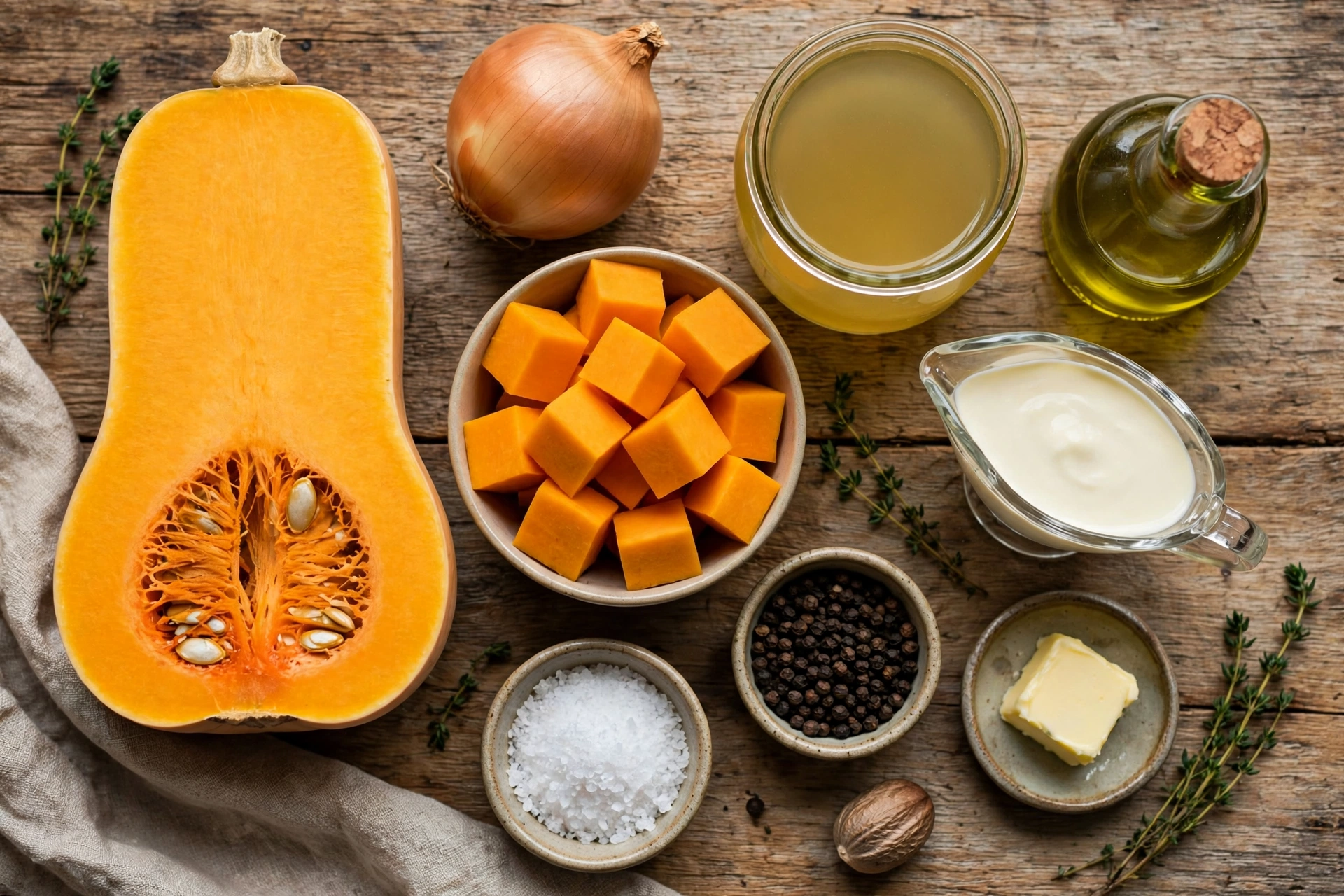 Ingrédients de la recette soupe butternut au Thermomix