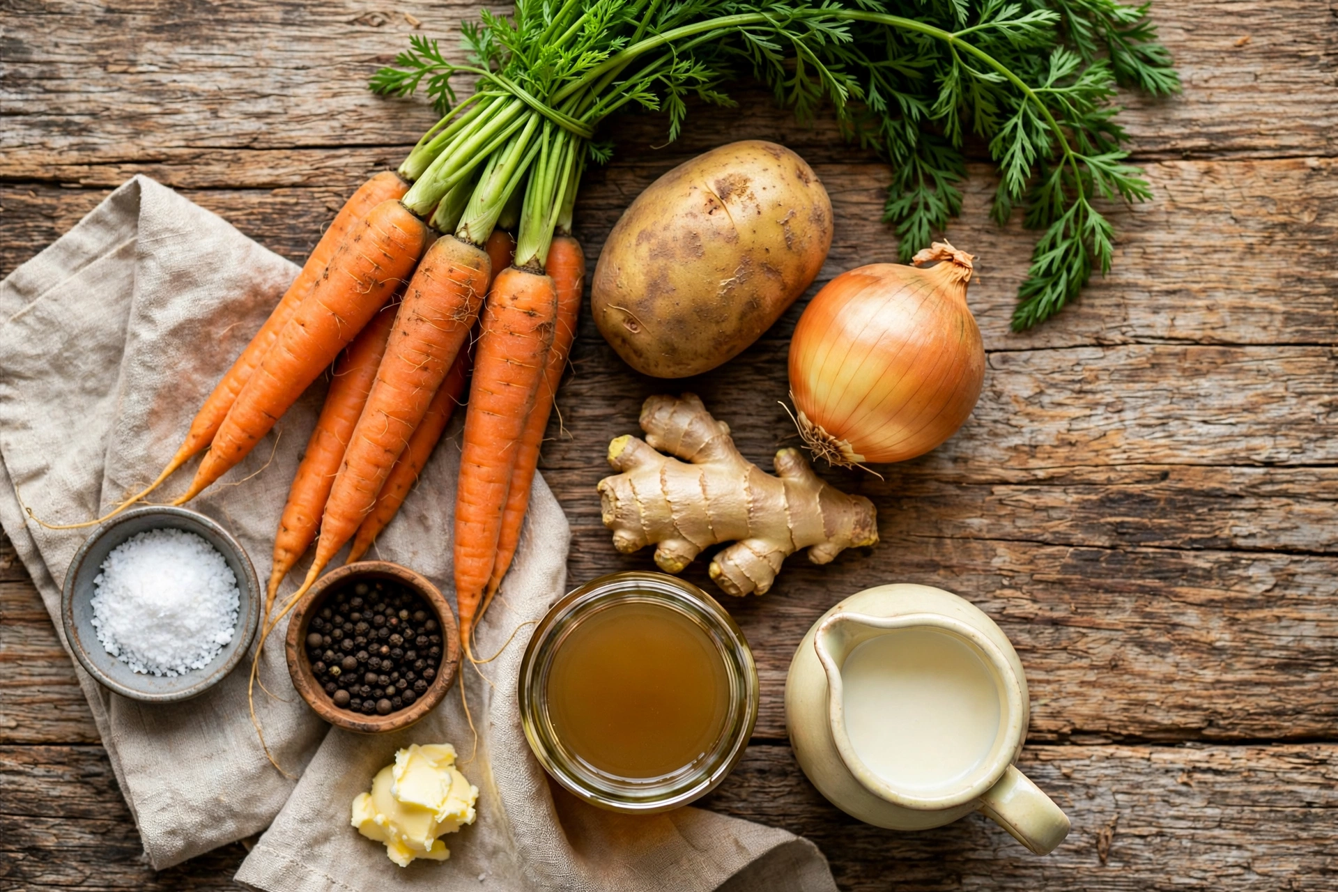 Ingrédients de la recette soupe carotte au gingembre