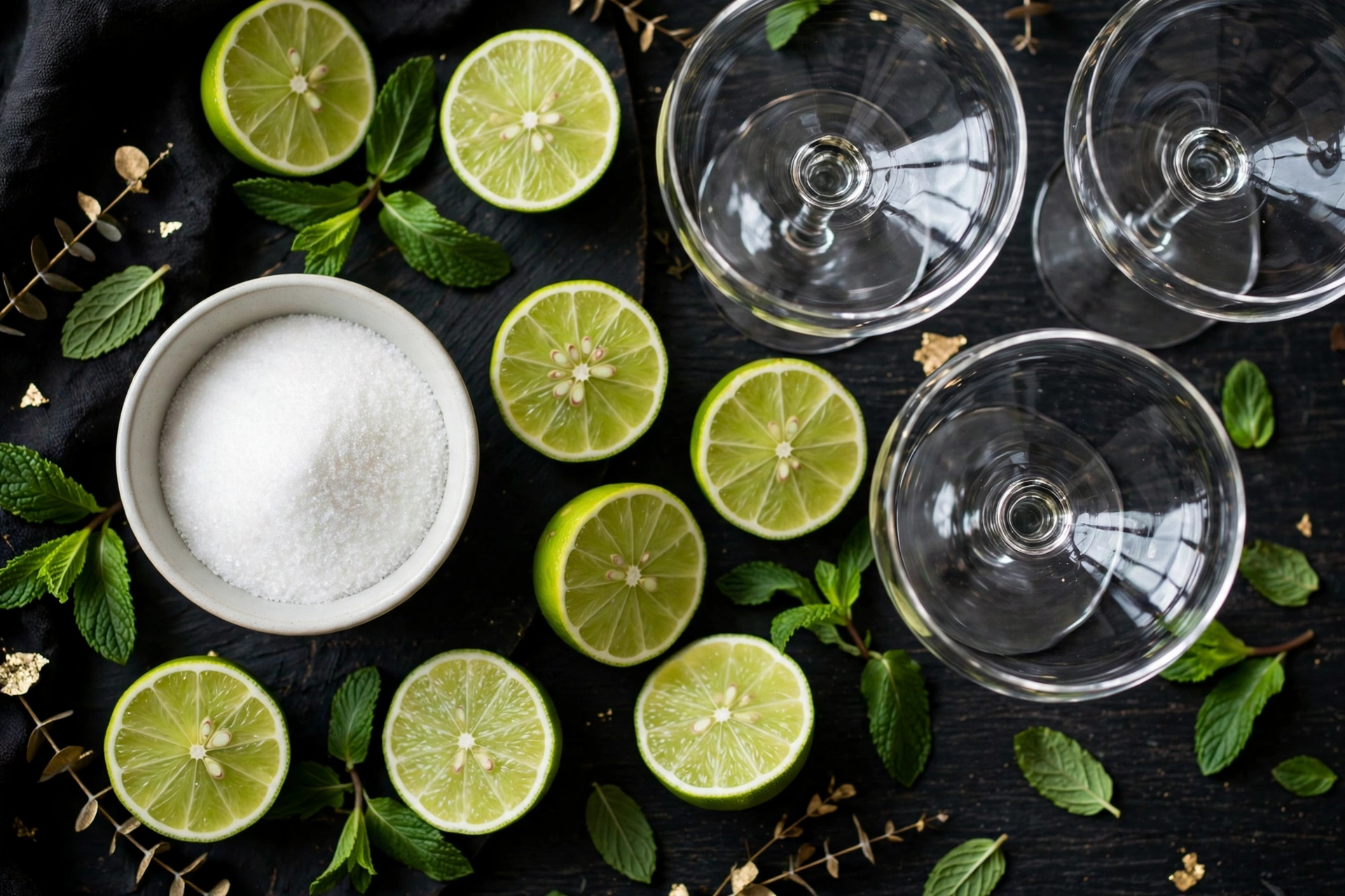 Ingrédients de la recette de soupe de champagne cointreau citron