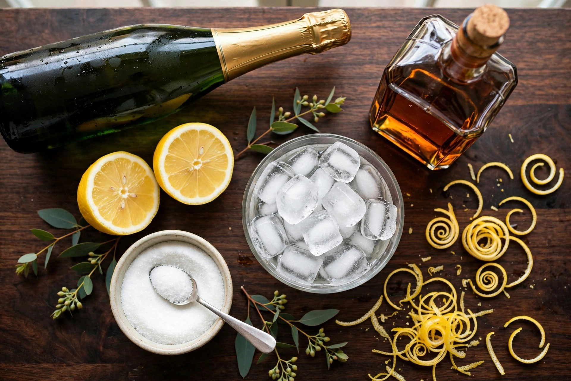 Ingrédients de la recette soupe de champagne au cointreau et citron