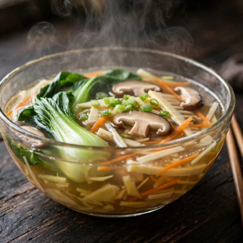Bol de recette de soupe chinoise aux légumes croquants