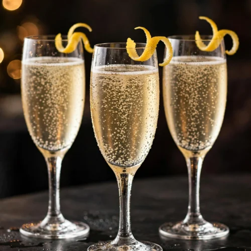 Flûtes de la recette de soupe de champagne cocktail pétillant