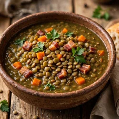 Bol généreux de la recette de soupe de lentilles traditionnelle