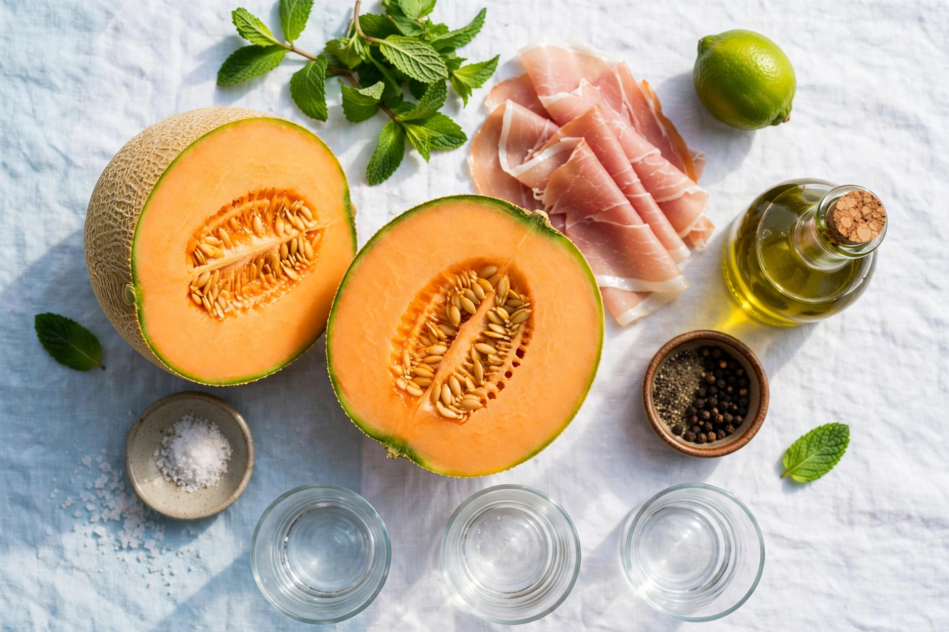 Ingrédients de la recette soupe de melon en apéritif