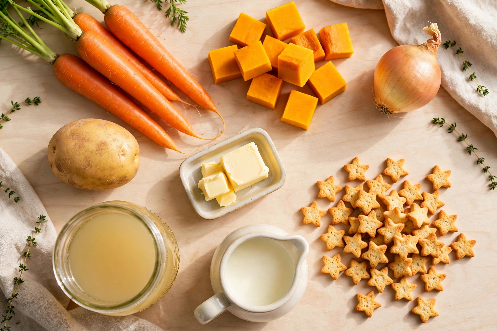 Ingrédients de la recette de soupe enfant colorée