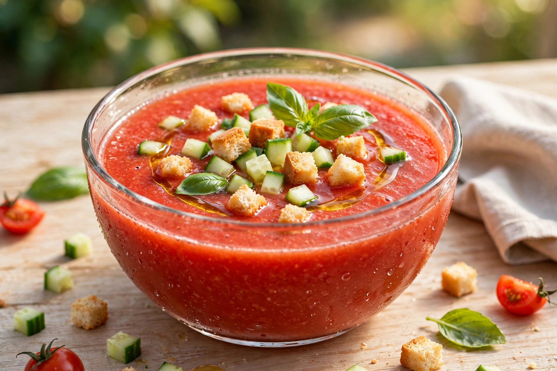 Gaspacho frais de la recette soupe froide, servi en bol