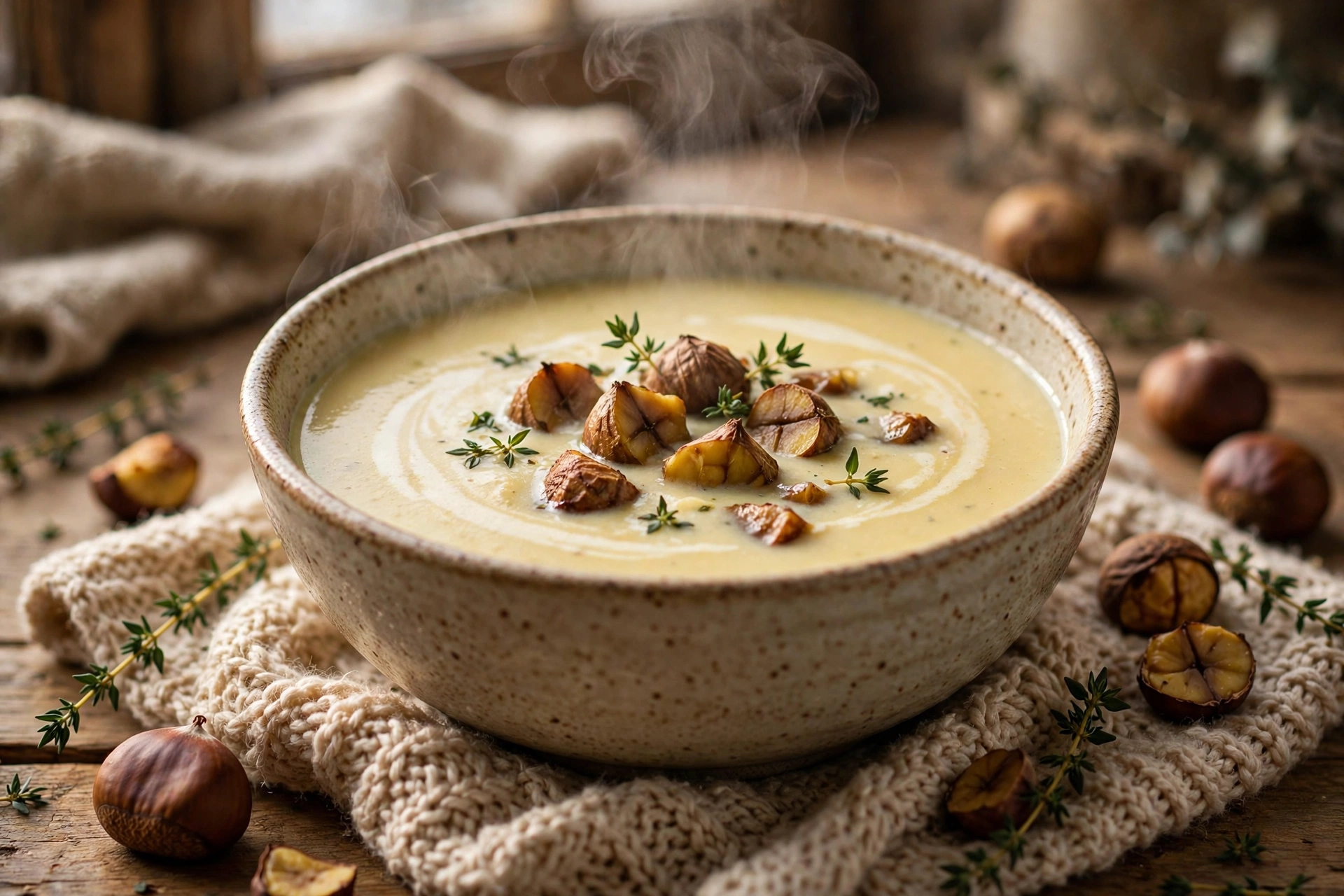 Velouté d'hiver crémeux de la recette soupe hiver, servi en bol fumant