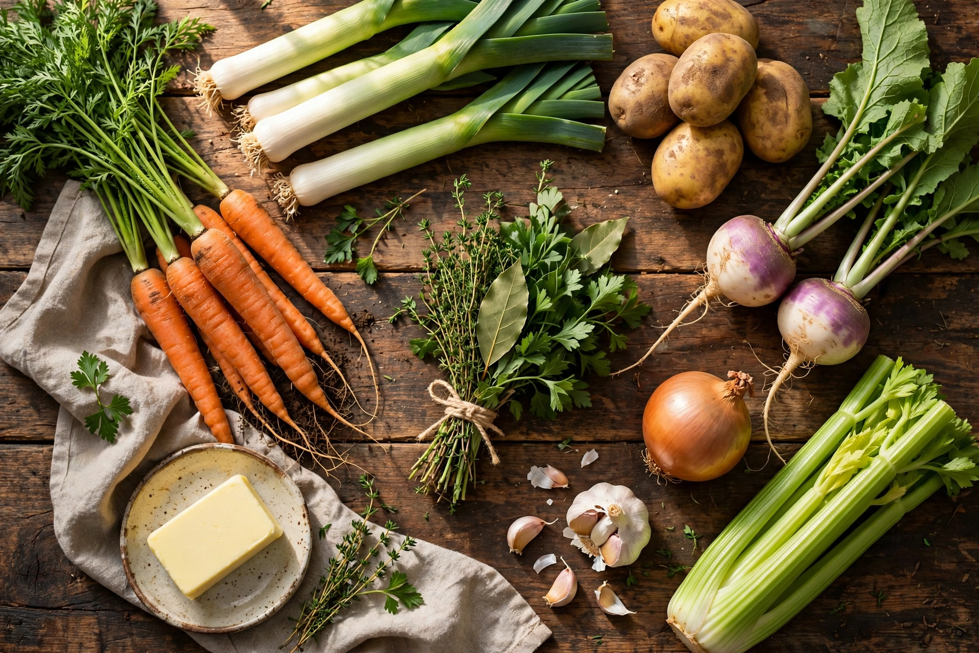 Ingrédients de la recette de soupe légumes grand-mère du jardin