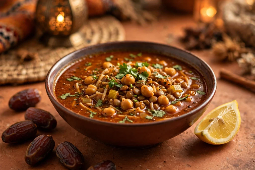 Bol de recette de soupe marocaine harira épicée