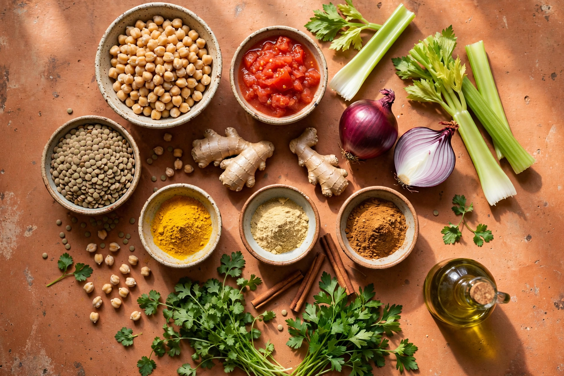 Ingrédients de la recette de soupe marocaine harira