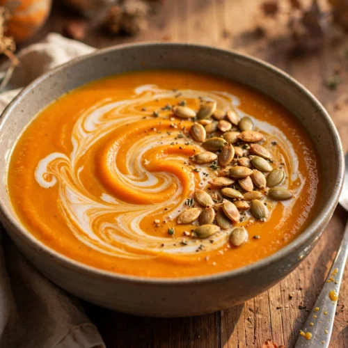 Velouté de recette de soupe patate douce carotte crémeux