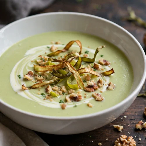 Velouté délicat de la recette de soupe poireaux en bol