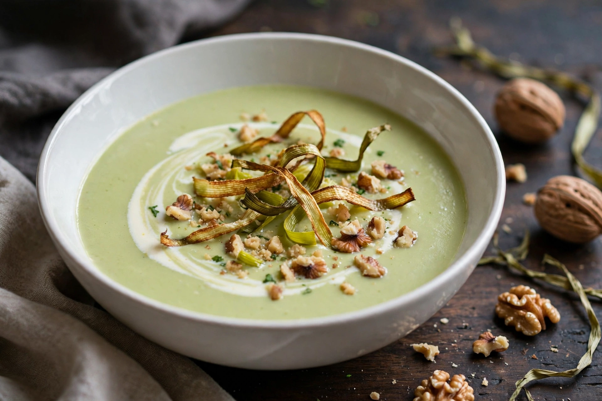 Velouté délicat de la recette de soupe poireaux en bol