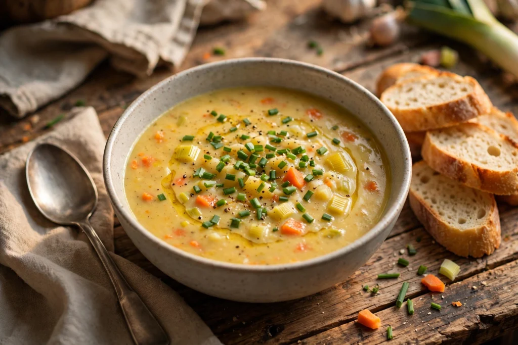Velouté de recette de soupe poireaux pomme de terre carotte