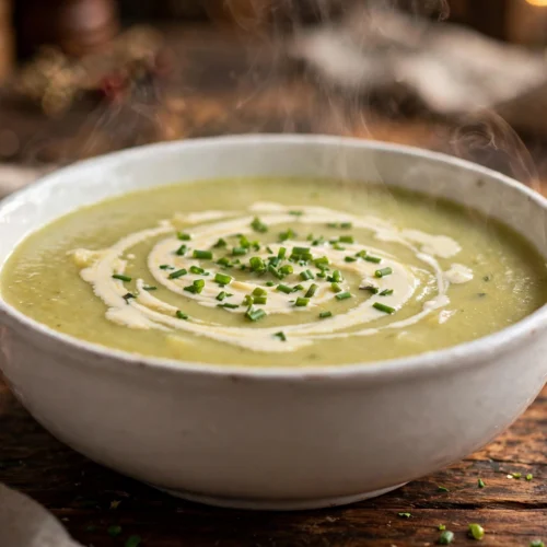 Velouté crémeux de la recette de soupe poireaux pomme de terre