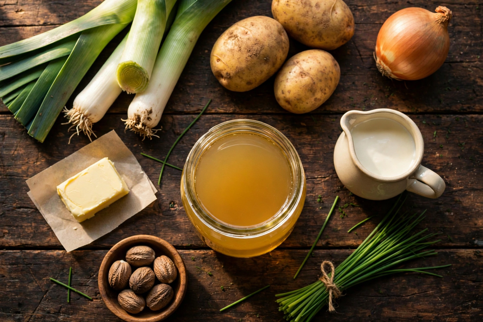 Ingrédients de la recette de soupe poireaux pomme de terre classique