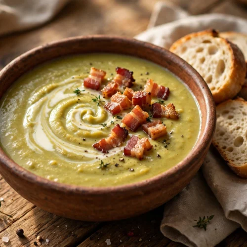 Recette de soupe aux pois cassés onctueuse servie en bol