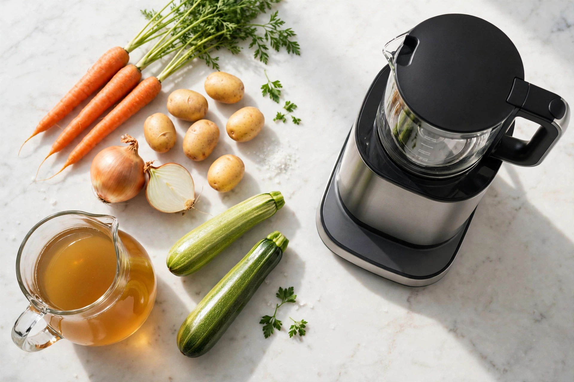 Ingrédients de la recette de soupe au soup maker