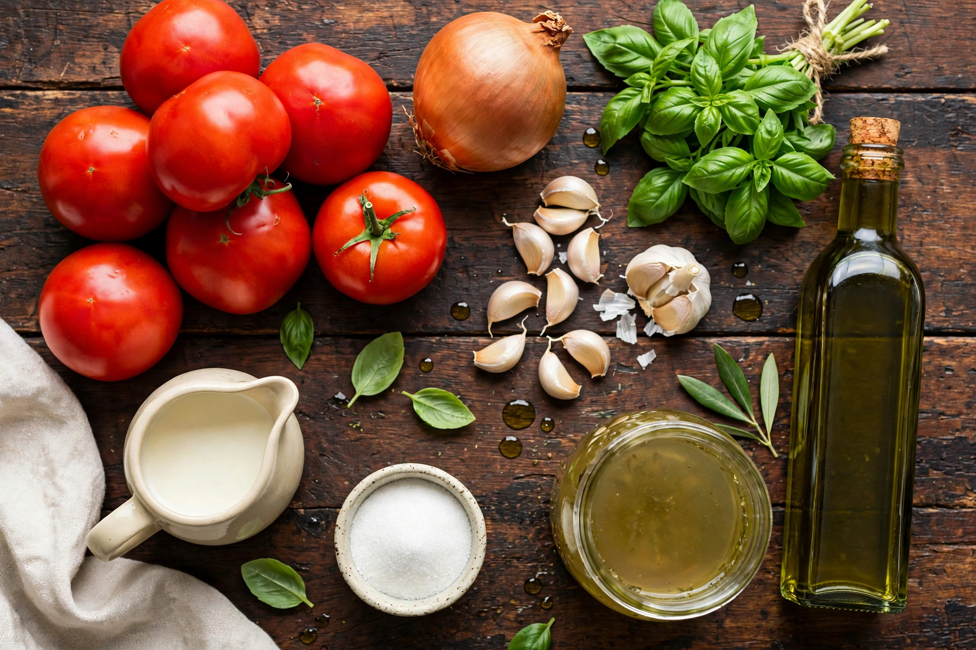 Ingrédients de la recette de soupe tomate aux tomates mûres