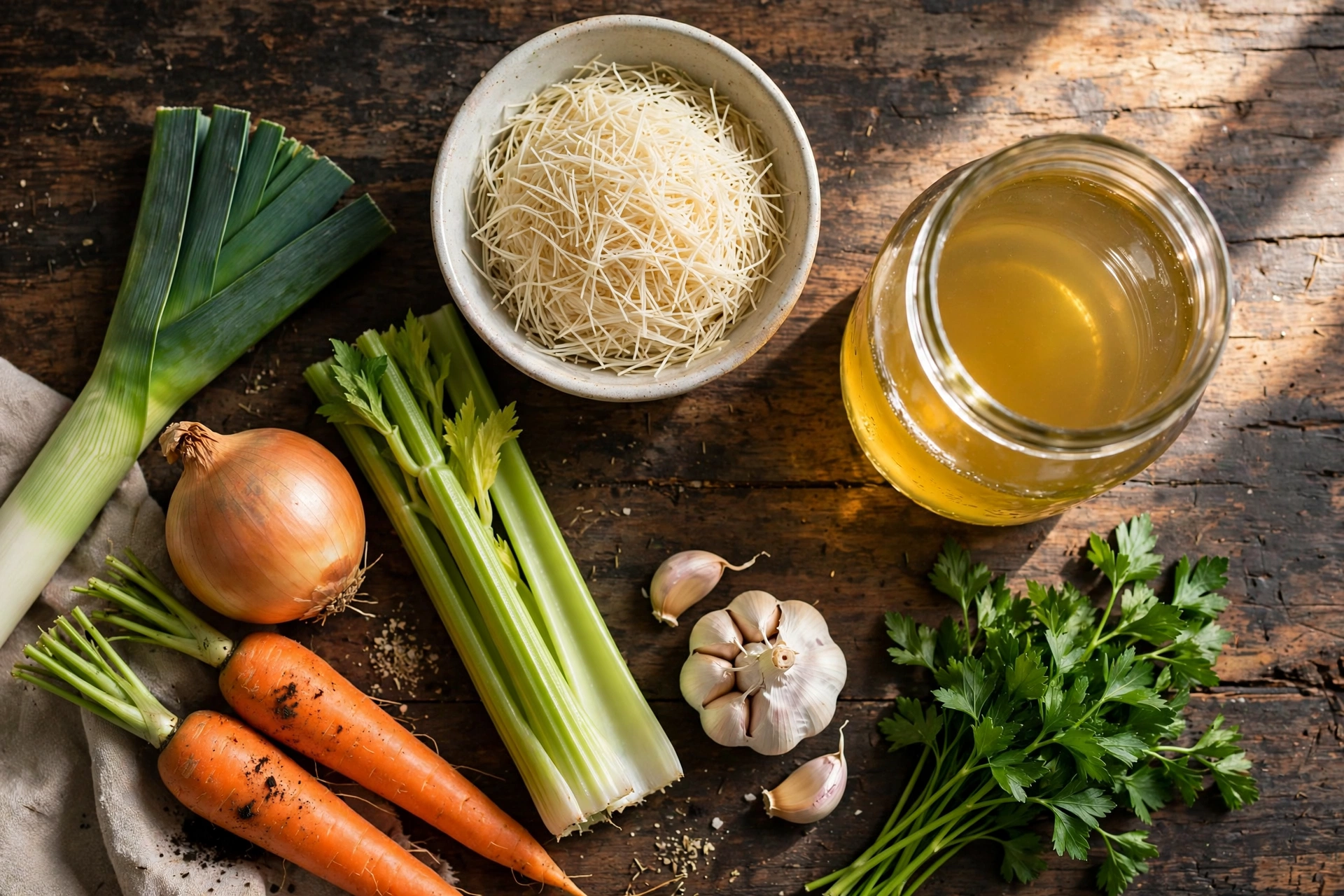 Ingrédients de la recette de soupe vermicelle légère
