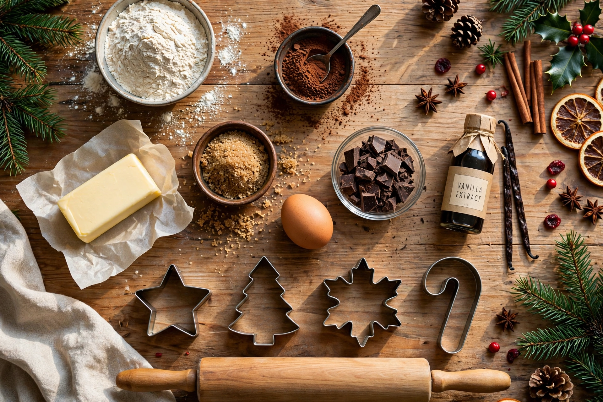 Ingrédients des sablés de noël au chocolat maison