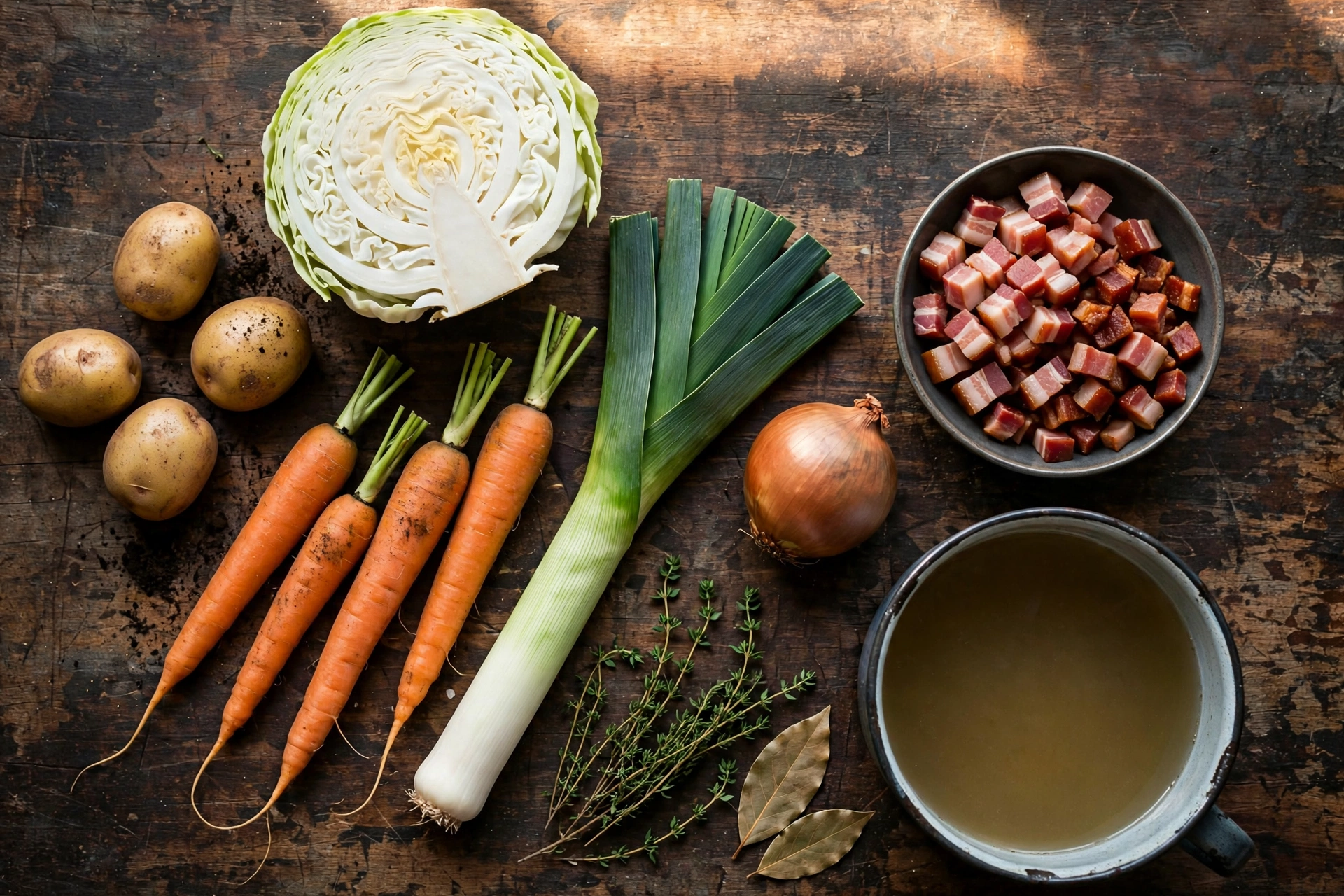 Ingrédients de la soupe aux choux blanc recette traditionnelle