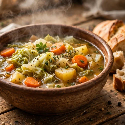 Bol fumant de la soupe aux choux recette traditionnelle