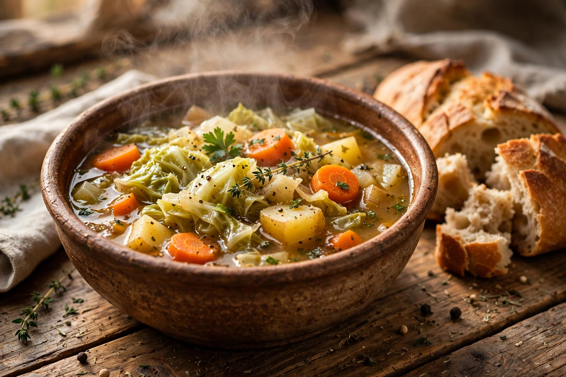 Bol fumant de la soupe aux choux recette traditionnelle