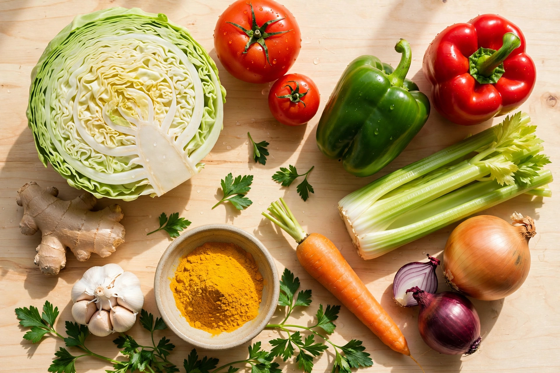 Ingrédients légers de la soupe aux choux régime recette