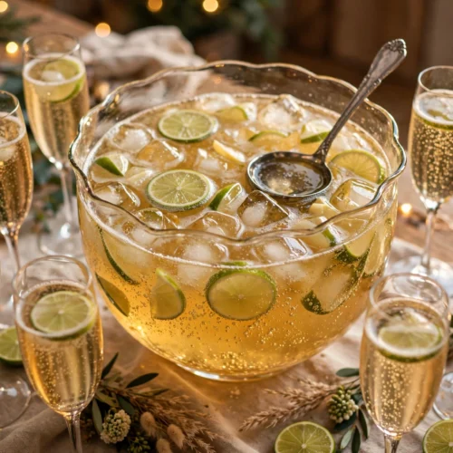 Soupe champenoise pour 20 personnes servie dans un saladier à punch
