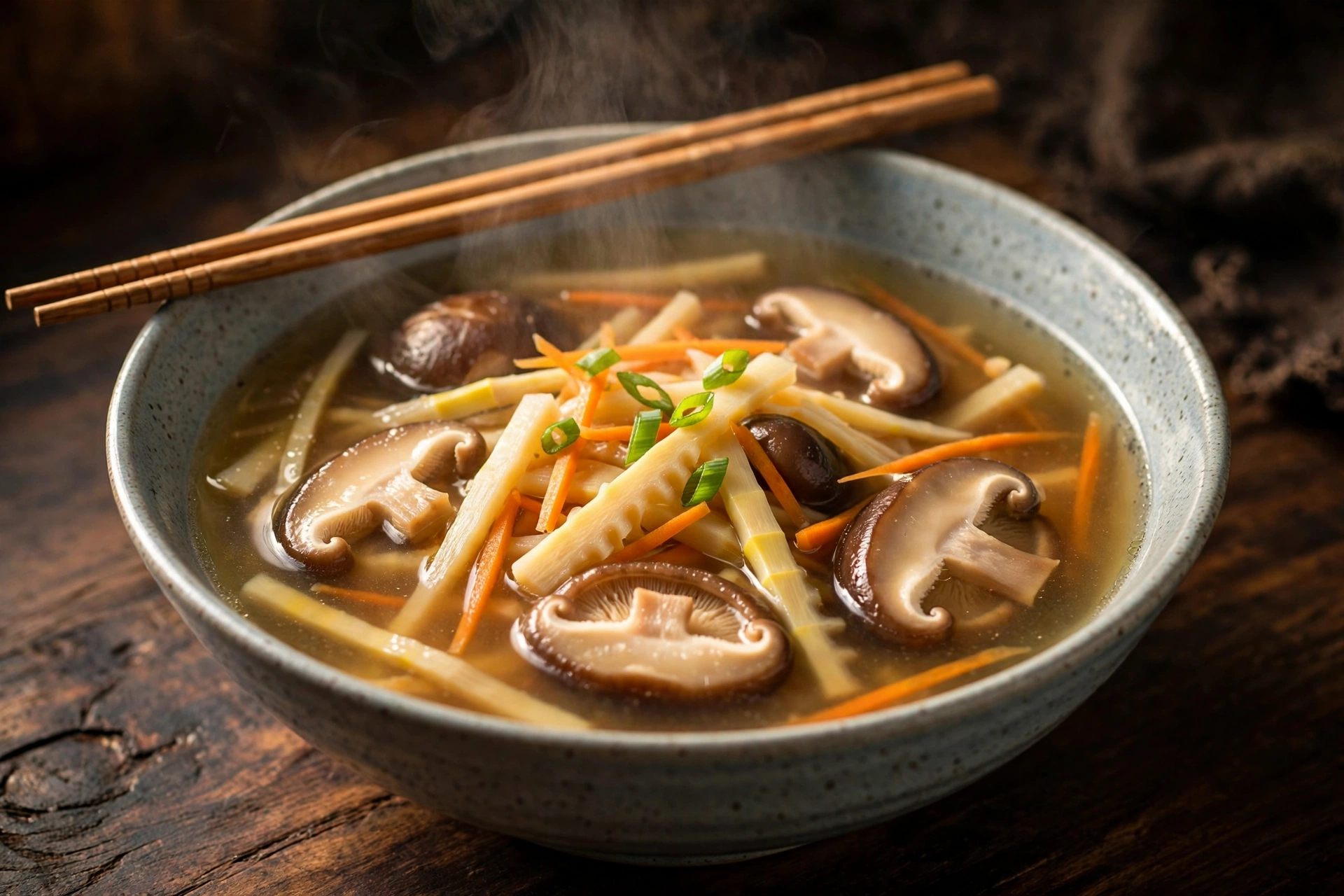Bol fumant de la soupe chinoise recette au gingembre