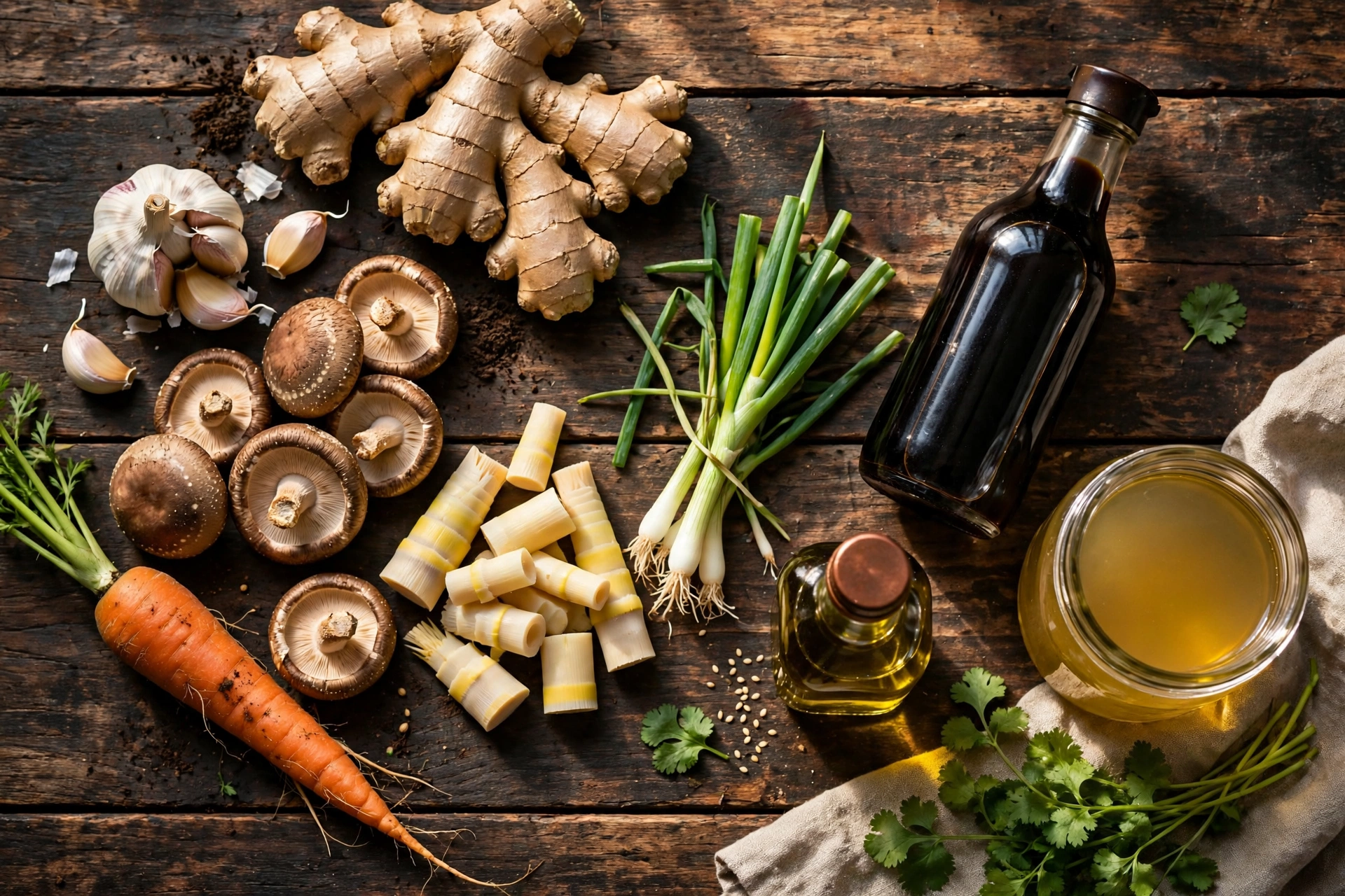 Ingrédients de la soupe chinoise recette aux saveurs d'Asie