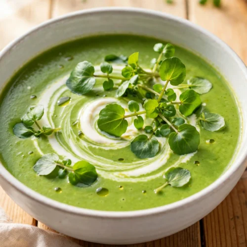 Velouté vert de la soupe de cresson recette en bol