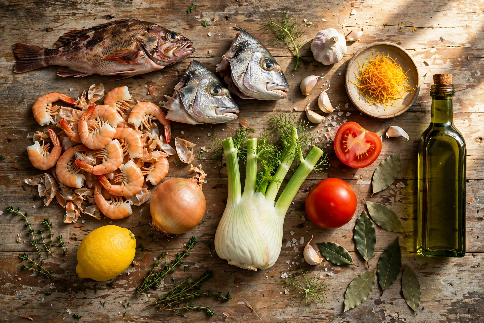 Ingrédients de la soupe de poisson, recette authentique méditerranéenne