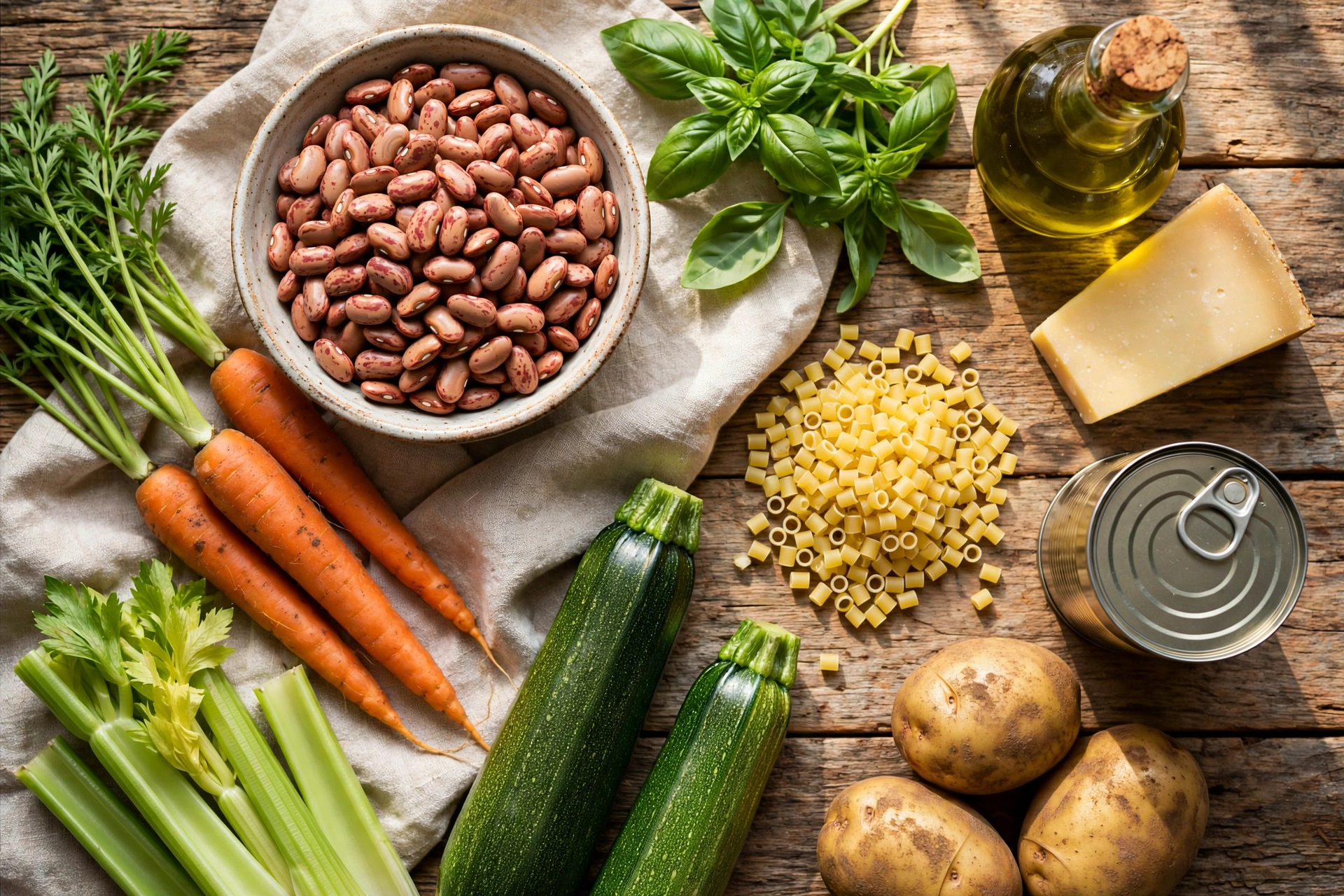 Ingrédients de la soupe minestrone de maman